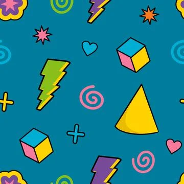 Trippy pattern figures. Cartoon vector geometric shapes for textiles and Illustrazione stock