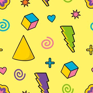 Trippy pattern figures. Cartoon vector geometric shapes for textiles and Stock Illustration