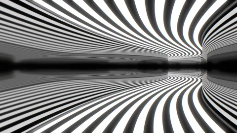 Trippy Psychedelic Black White Striped Mirror Optical Illusion Tunnel Stock Footage 278650810