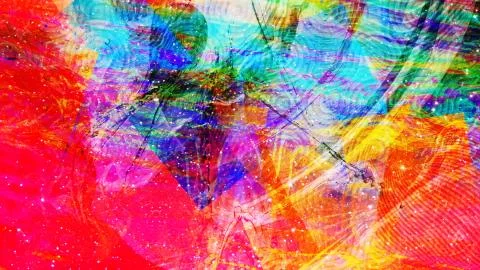 Trippy Psychedelic Patterns with Outer Space Starfield Illustrazione stock