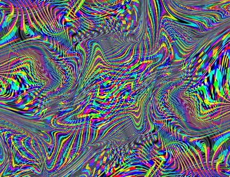 Trippy Psychedelic Rainbow Background Glitch LSD Colorful Wallpaper. 60s Stock Illustration