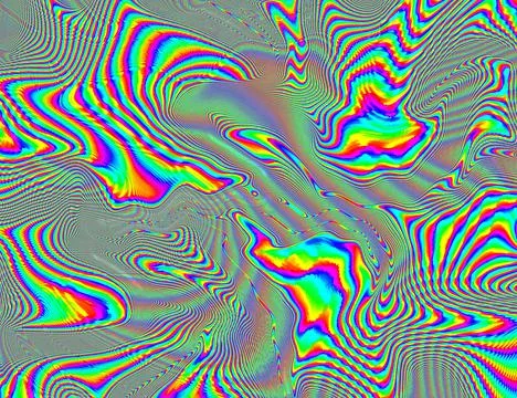 Trippy Psychedelic Rainbow Background Glitch LSD Colorful Wallpaper. 60s Stock-Illustration