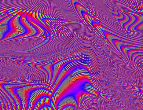 Trippy Psychedelic Rainbow Background Glitch LSD Colorful Wallpaper. 60s Stock Illustration