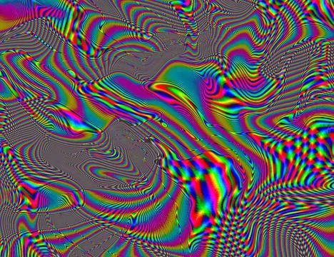 Trippy Psychedelic Rainbow Background Glitch LSD Colorful Wallpaper. 60s Stock-Illustration