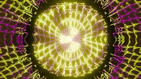 Trippy Psytrance VJ Loop 4K - Hypnotic Music Background Animation Gold Pink Stock Footage 293000992