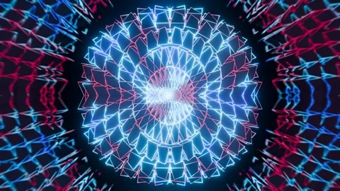Trippy Psytrance VJ Loop 4K - Hypnotic Music Background Animation Blue Red Stock Footage 293001013