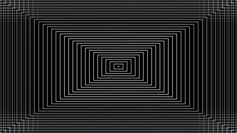 Trippy tunnel motion rectangles pattern in white on black  Stock Footage 275858243