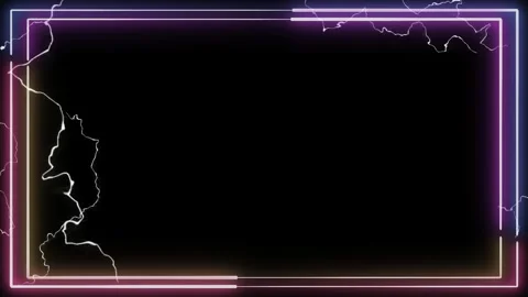 Triptych neon rectangular borders featuring electric lightning bolts against Stock Footage 345334396