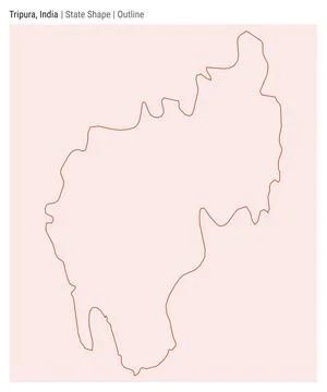 Tripura, India. Simple vector map. State shape. Outline style. Border of Tr.. Stock Illustration