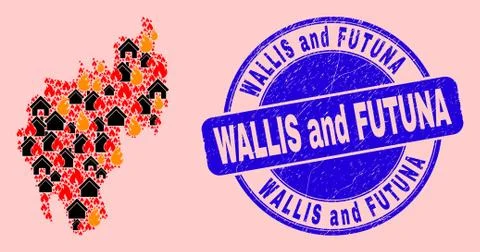 Tripura State Map Collage of Fire and Realty and Scratched Wallis and Futuna Ilustração Stock