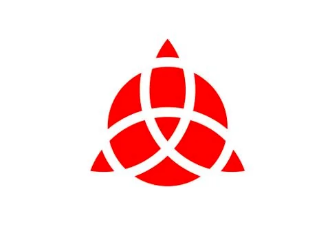 Triquetra geometric logo, Red Trinity Knot, Wiccan symbol for protection Illustrazione stock