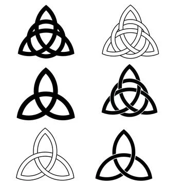 Triquetra symbol set of celtic trinity knot. Triquetra Celtic Knot glyph Stock Illustration