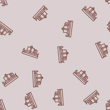 Trireme ancient ship line vector seamless pattern Stock Illustration