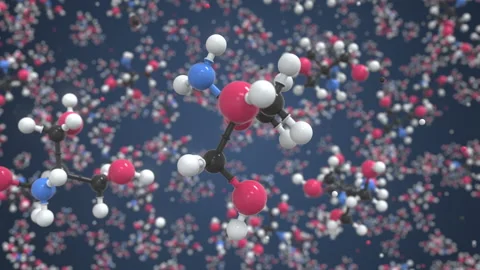 Tris molecule made with balls, isolated molecular model. Looping 3D animation or Stock Footage 164496260