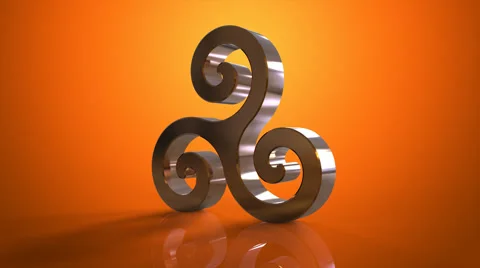 Triskel - 3D Animation, orange background Stock Footage