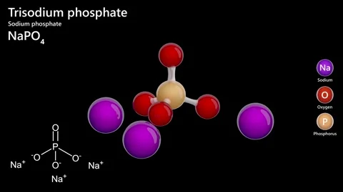 Trisodium Phosphate. E339. 3D model. Na3PO4. Black background. 3D render Stock Footage 291127104