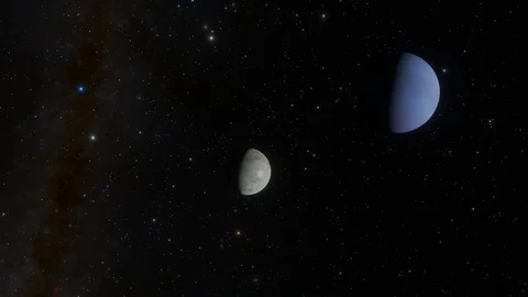 Triton Moon orbits Neptune Video stock 84961392