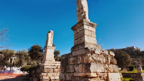 Triton Statue, Odeon of Agrippa, Athens, Greece Video stock 336261579