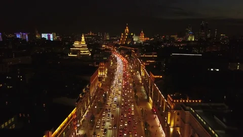Triumfalnaya square at night Stock Footage 84562866