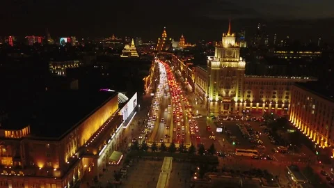 Triumfalnaya square at night Video stock 84563536