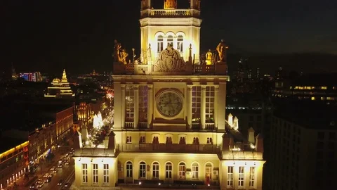 Triumfalnaya square at night Video stock 84564216