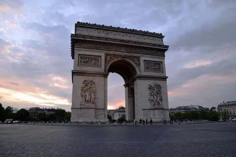 Triumph Arc in Paris at sunset 스톡 사진
