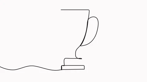 Triumph cup with star shape continuous line drawing animation. Stock Footage 302090926