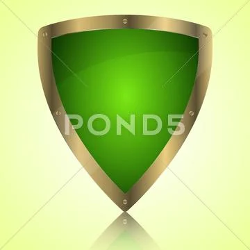 Triumph green shield symbol icon Stock Illustration