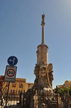 Triumph of St Raphael of the Bridge Gate in Cordoba Stock Photos