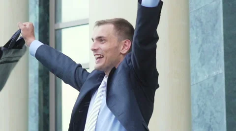 Triumph of a young businessman Stock Footage 55358820