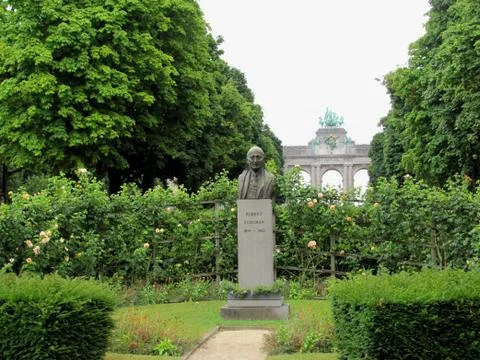 The Triumphal Arch and statue in Cinquantenaire Parc in Brussels, Belgium Stock Photos