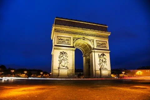 The Triumphal Arch (Arc de Triomphe) in Paris, France Stock Photos