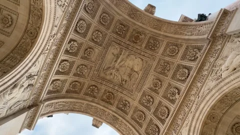 Triumphal Arch of the Carousel seen from below in Paris, France Video stock 304431442
