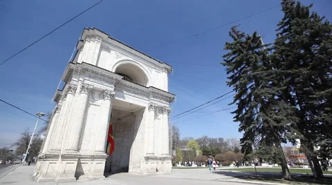 Triumphal Arch in Chisinau Stock Footage 61134316