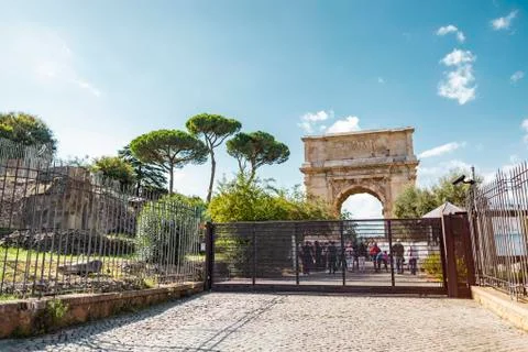 Triumphal Arch of Emperor Titus in Rome Stock Photos