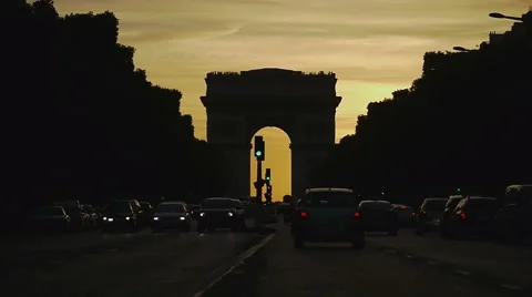 Triumphal Arch In The Evening 스톡 동영상 40676093