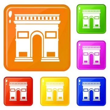 Triumphal arch icons set vector color イラスト素材