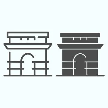 Triumphal Arch line and solid icon. French Arch of Triumph vector illustration Illustrazione stock