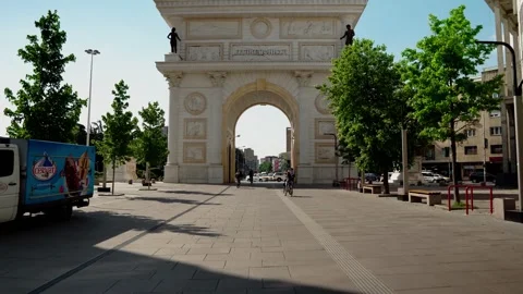 Triumphal Arch located on Pella Square in Skopje Stock Footage 250016286