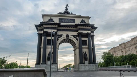 Triumphal arch in Moscow, Russia. Stock Footage
