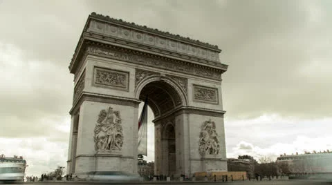 The triumphal arch of paris Stock Footage 23852171