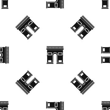 Triumphal arch pattern seamless black Stock Illustration