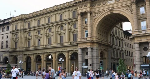 Triumphal Arch Piazza Della Repubblica Florence Italy Stock Footage 116382363