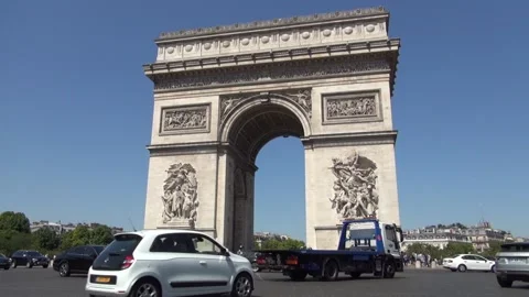 Triumphal Arch Square Monument Central Paris Symbol Place Tourism Attraction Stock Footage 152498194