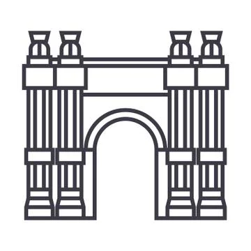 Triumphal arch vector line icon, sign, illustration on white background, edit Stock-Illustration