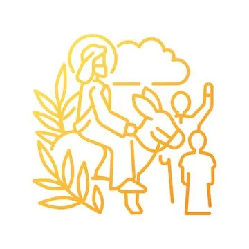Triumphal entry into Jerusalem gradient linear vector icon Illustrazione stock