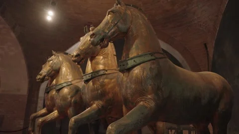 The Triumphal Quadriga group bronze four horses St. Mark's Basilica Venice Stock-Footage 276189377