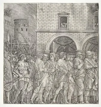 The Triumphs of Caesar: The Senators, 1400s. School of Andrea Mantegna (Ita.. Stock Illustration
