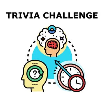 Trivia challenge game with knowledge and question icons Stock Illustration