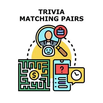 Trivia matching pairs game concept vector illustration Stock Illustration